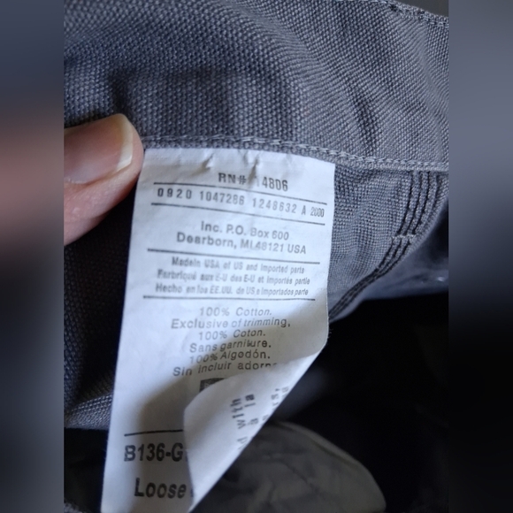 Vintage Carhartt Double Knee Gray Canvas Cotton Workwear Pants 34x32 - Picture 8 of 10